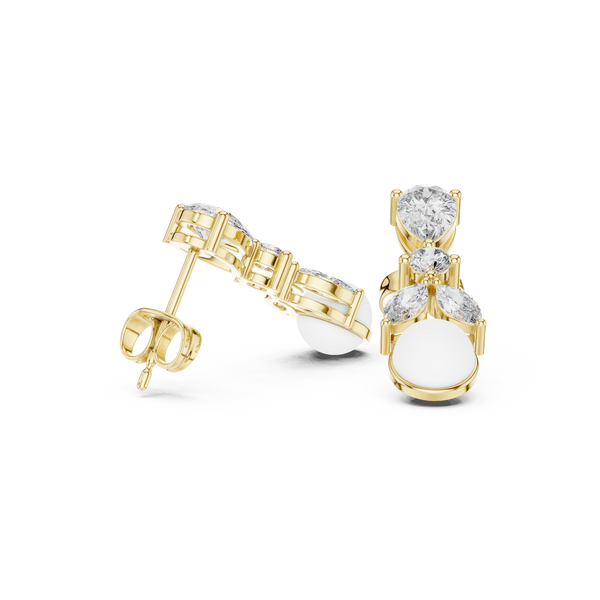 Pearl & Mixed-Cut Diamond Medley Lab Grown Diamond Earrings