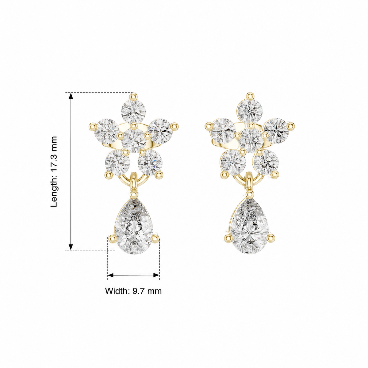 Floral Cluster and Pear Drop Lab Grown Earrings