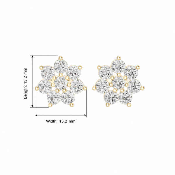 Cluster Round Lab Grown Stud Earrings