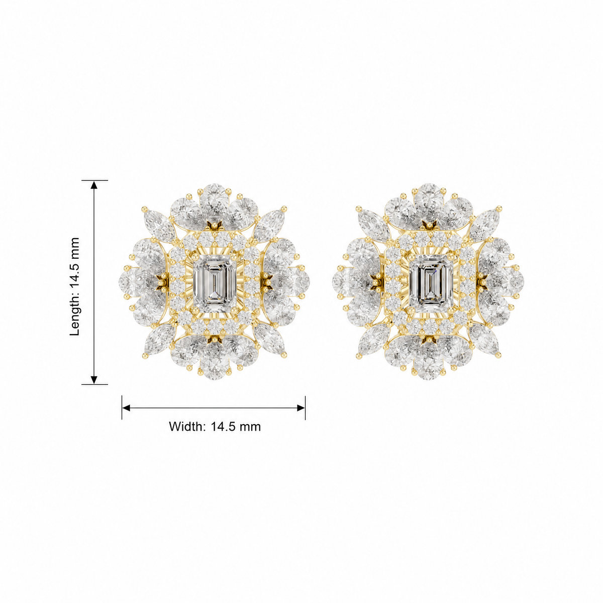 Regal Emerald Cut Lab Grown Diamond Earrings