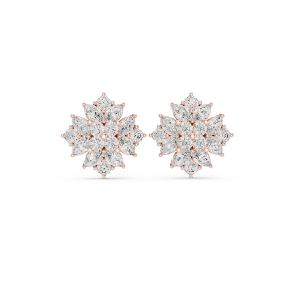 Luxe Marquise Round Diamond Lab Grown Diamond Earrings