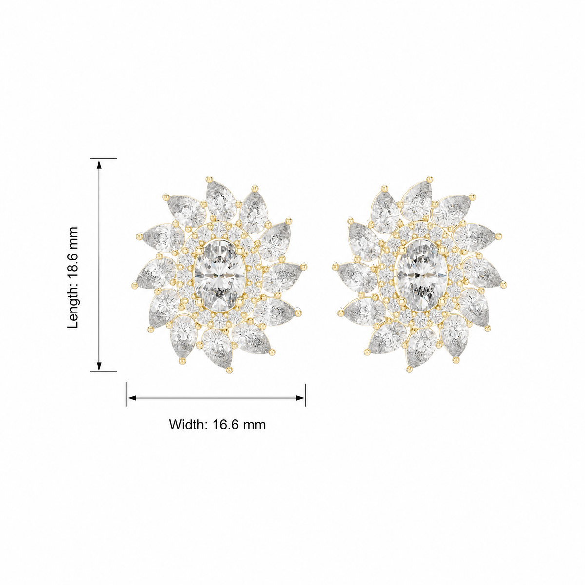 Radiant Sunflower Cluster Lab Grown Diamond Earrings