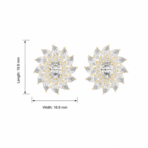 Radiant Sunflower Cluster Lab Grown Diamond Earrings