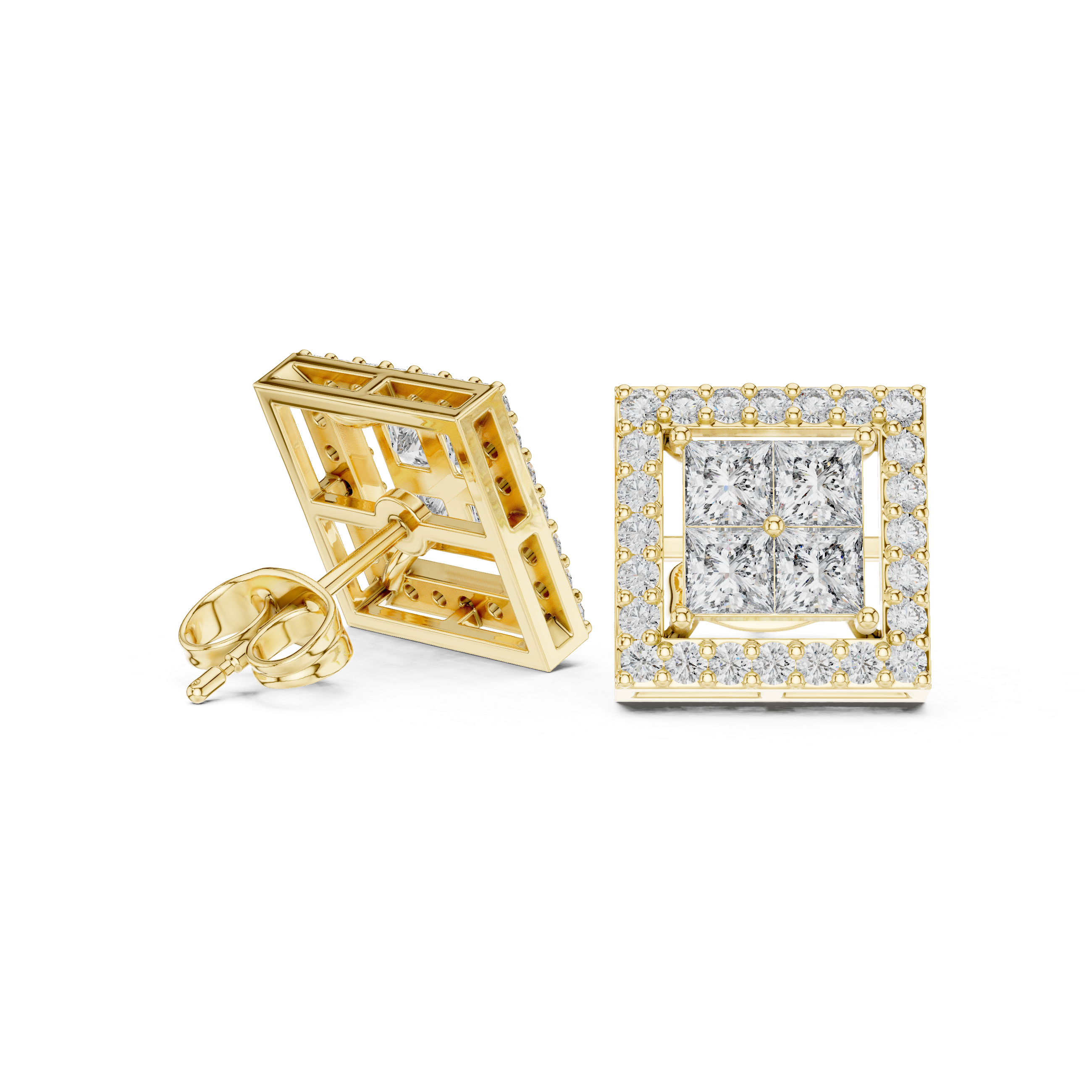 Luminous 1.666ct Princess Lab Grown Diamond Earring