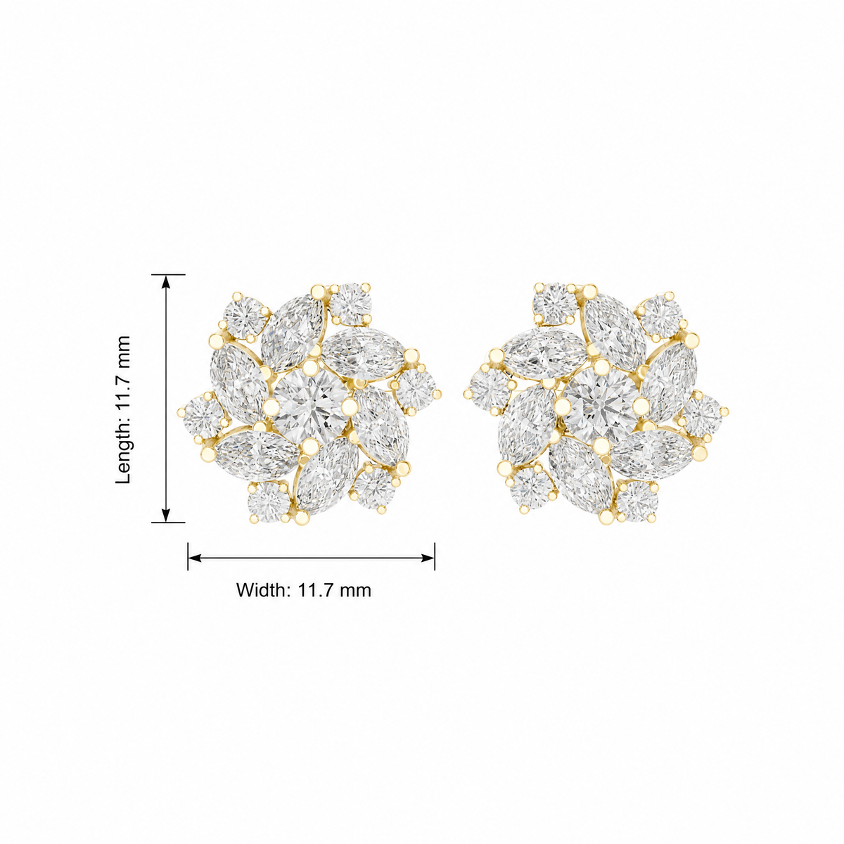 Marquise and Round Cluster Lab Grown Stud Earrings