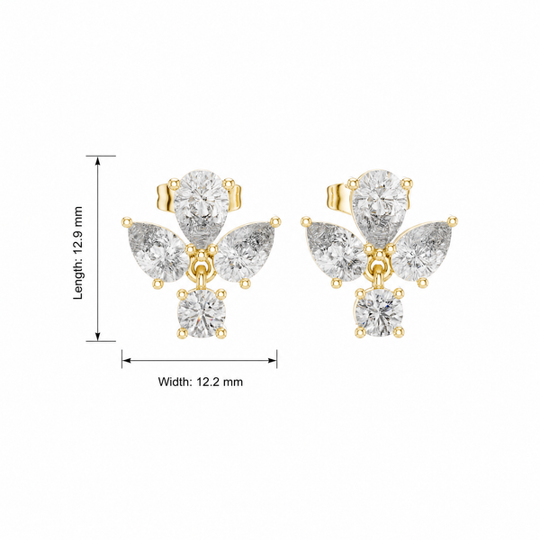 Drop Pear and Round Lab Grown Earrings