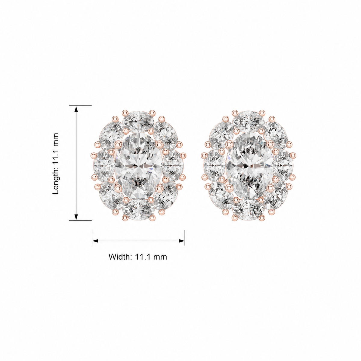 Oval Double Halo Lab Grown Stud Earrings