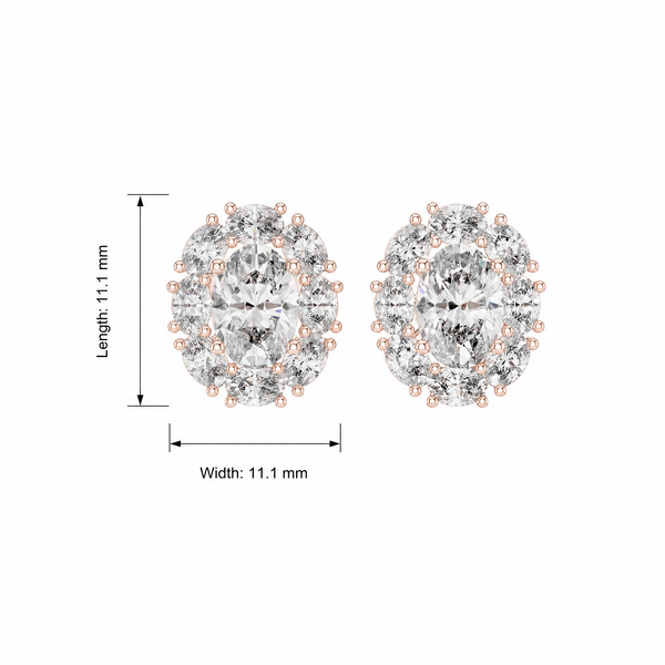 Oval Double Halo Lab Grown Stud Earrings