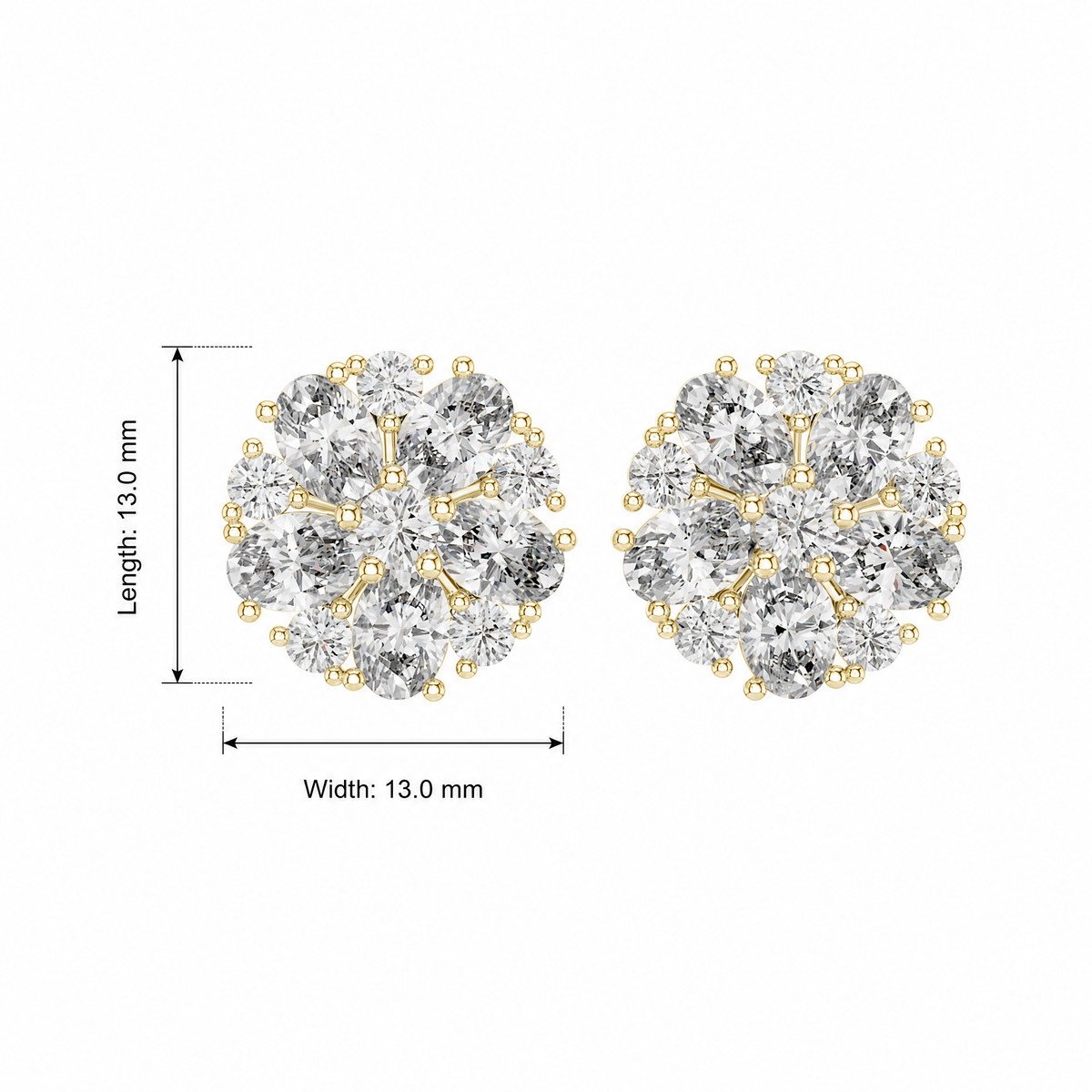 Radiant Floral Cluster Lab Grown Stud Earrings