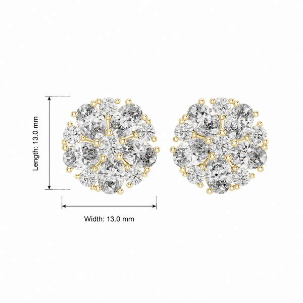 Radiant Floral Cluster Lab Grown Stud Earrings