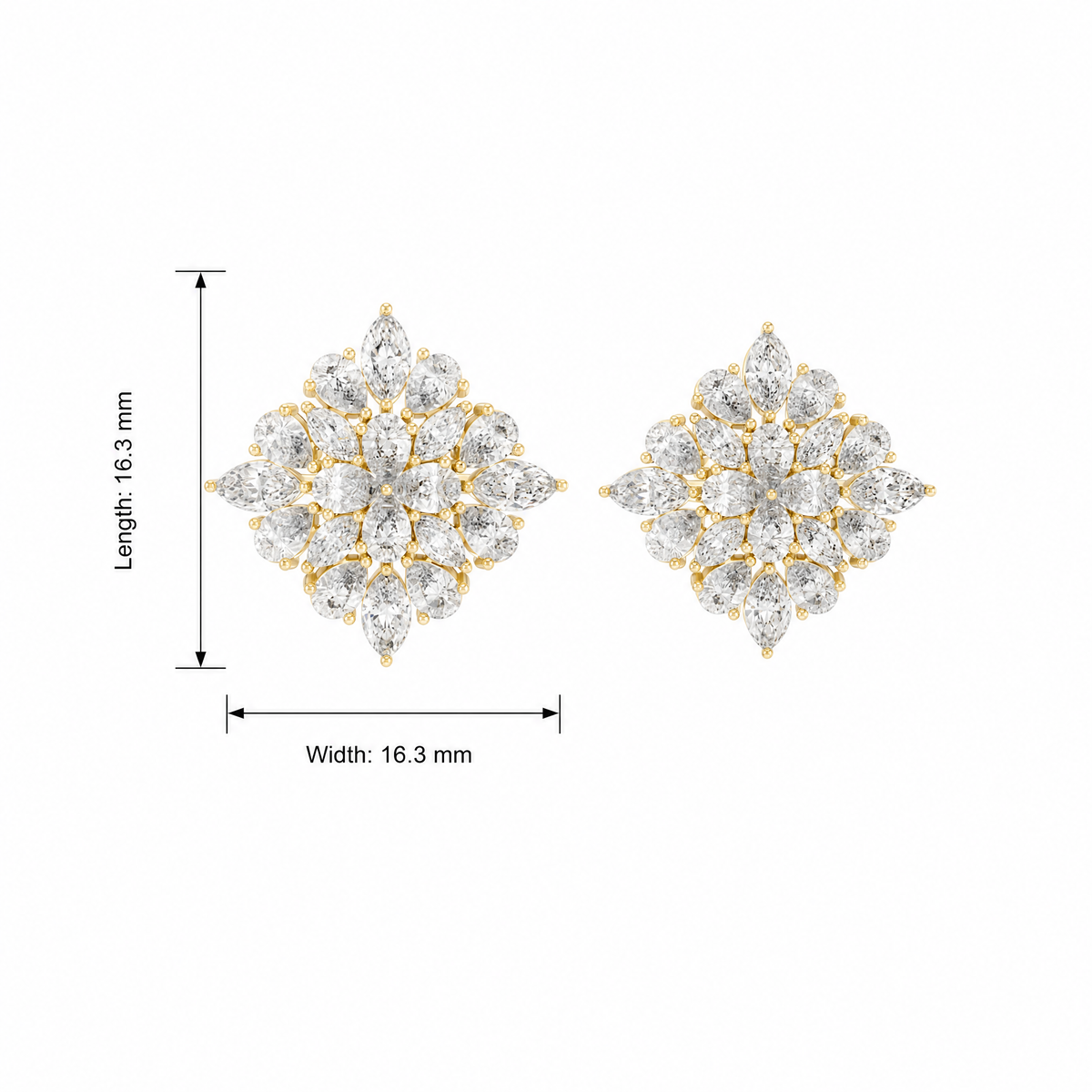Marquise and Pear Cluster Lab Grown Stud Earrings