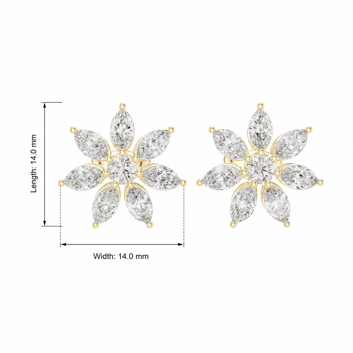 Marquise Floral Cluster Lab Grown Stud Earrings