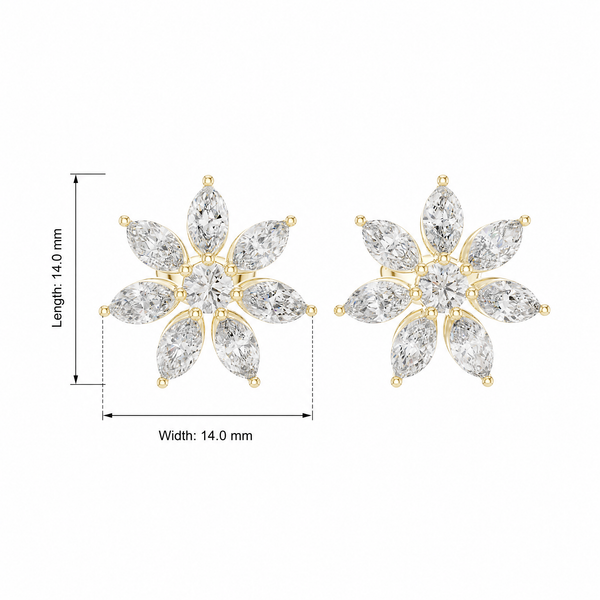Marquise Floral Cluster Lab Grown Stud Earrings