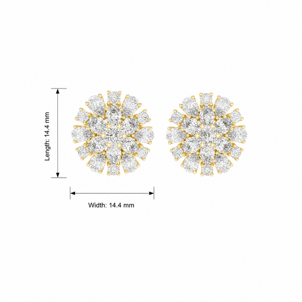 Sunflower Pear Accents Lab Grown Diamond Stud Earrings