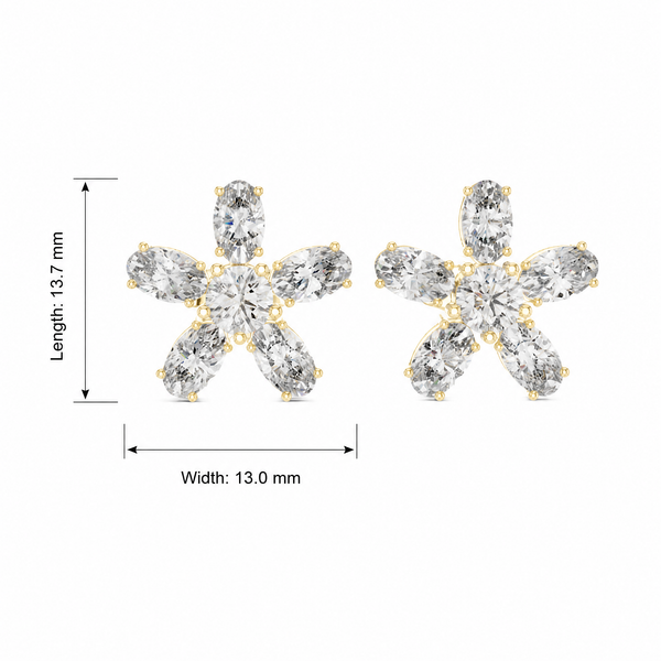 Floral Petal Lab Grown Stud Earrings