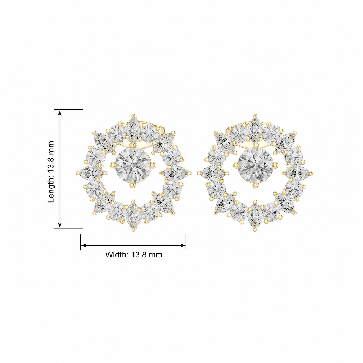 Marquise and Round Alternating Halo Lab Grown Stud Earrings