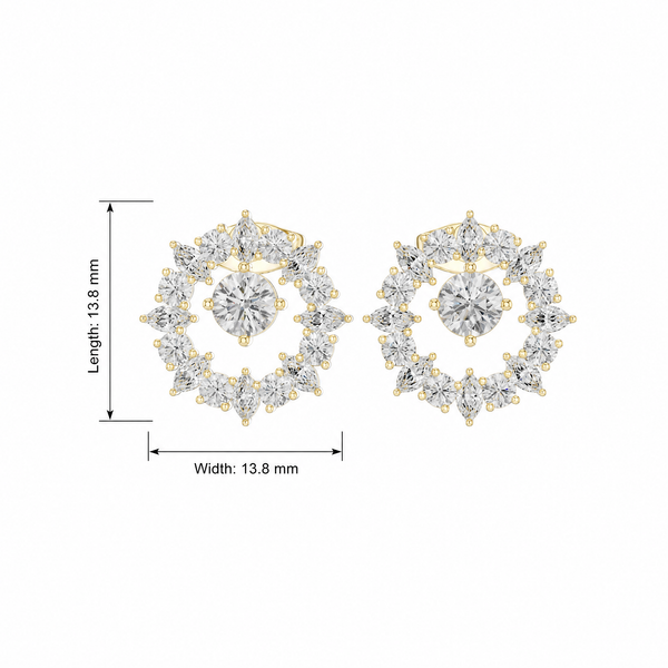 Marquise and Round Alternating Halo Lab Grown Stud Earrings