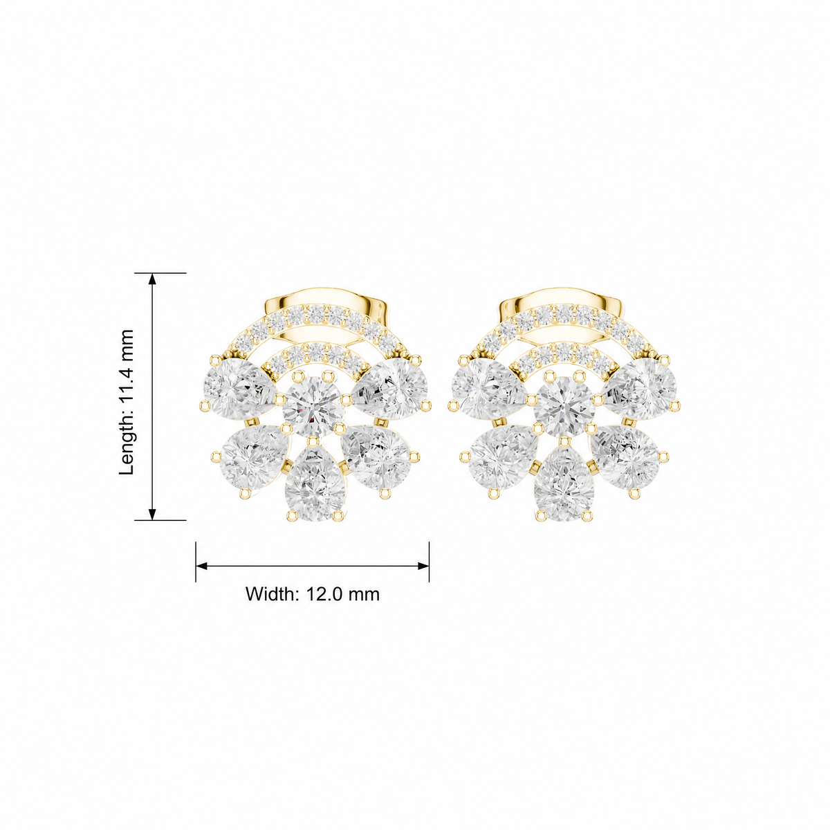 Pear and Round Cluster Lab Grown Stud Earrings