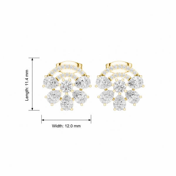 Pear and Round Cluster Lab Grown Stud Earrings