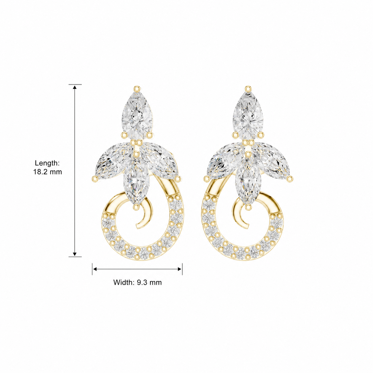 Swirl Cluster Lab Grown Diamond Stud Earrings