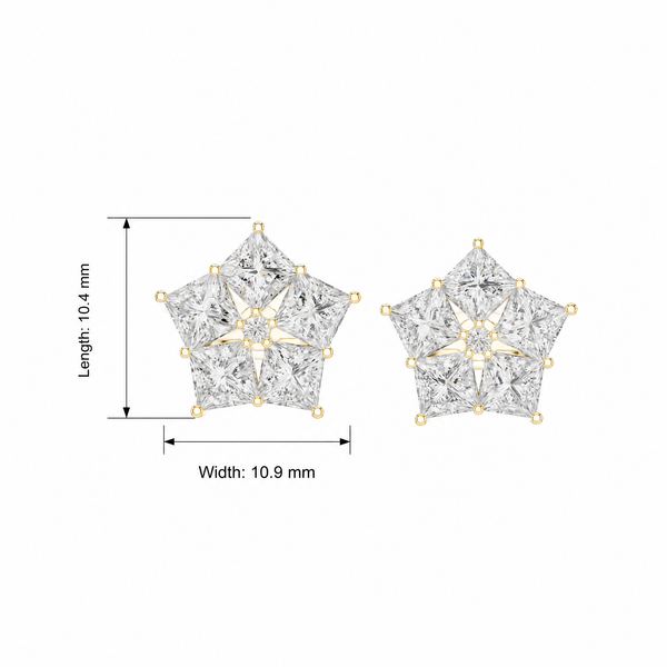 Princess Cut Star Cluster Lab Grown Stud Earrings