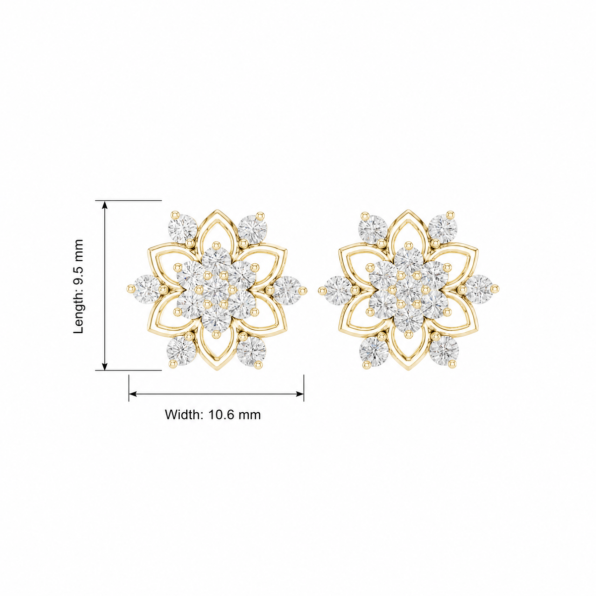 Floral Filigree Cluster Lab Grown Stud Earrings