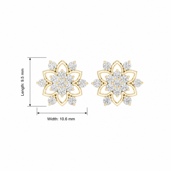 Floral Filigree Cluster Lab Grown Stud Earrings