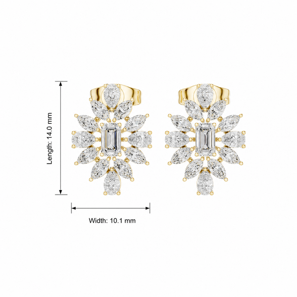 Emerald, Marquise, and Pear Cluster Lab Grown Stud Earrings