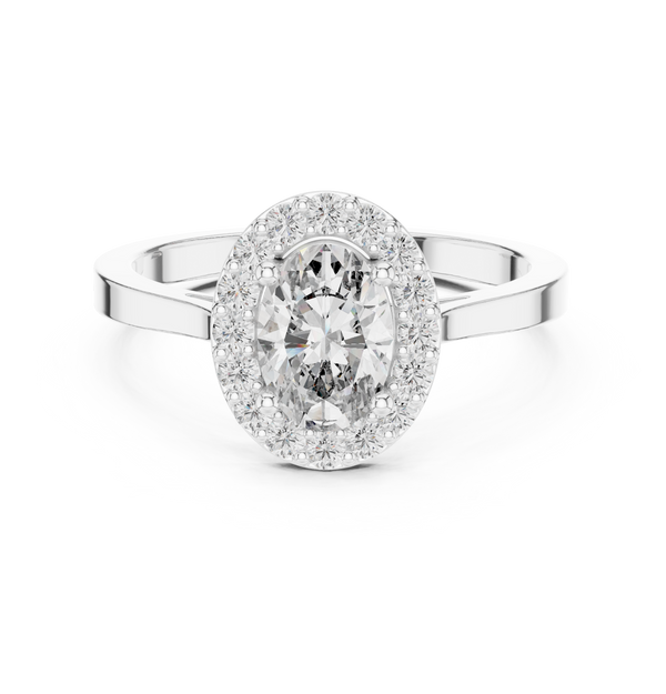 0.7ct Oval Solitaire Lab Grown Diamond Ring with Round Brilliance