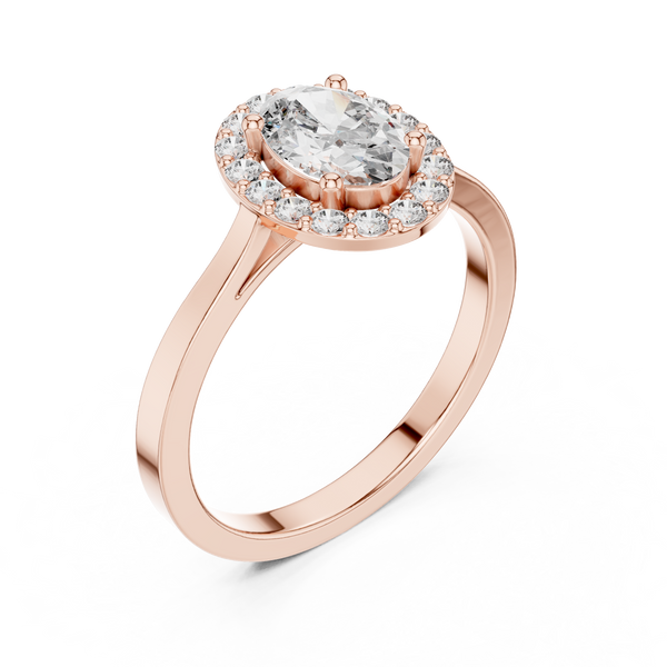 0.7ct Oval Solitaire Lab Grown Diamond Ring with Round Brilliance