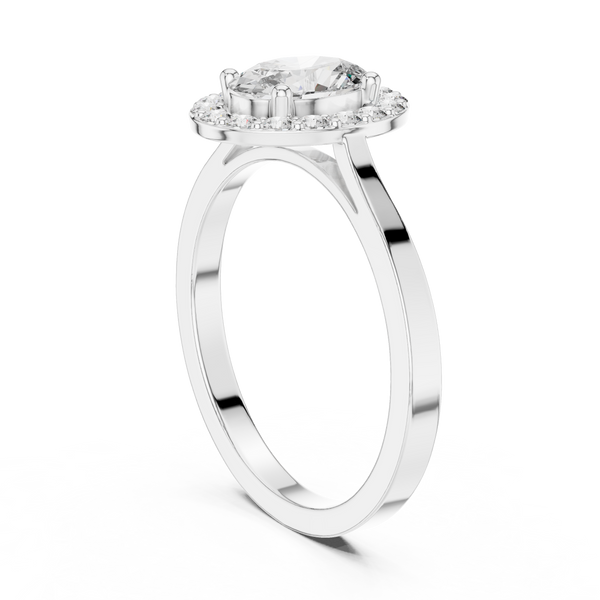 0.7ct Oval Solitaire Lab Grown Diamond Ring with Round Brilliance