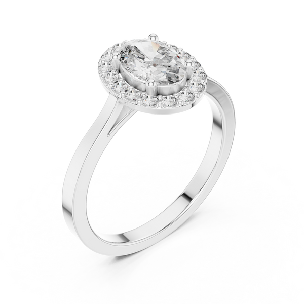 0.7ct Oval Solitaire Lab Grown Diamond Ring with Round Brilliance