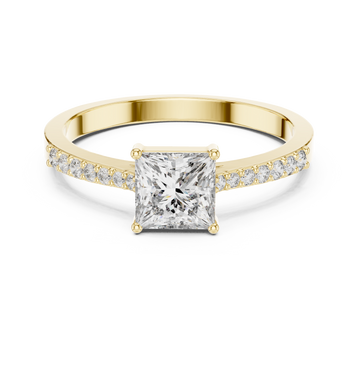 Princess Cut Solitaire Lab Grown Diamond Ring with Round Accents