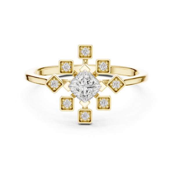 Princess And Round Diamond Lab Grown Diamond Ring