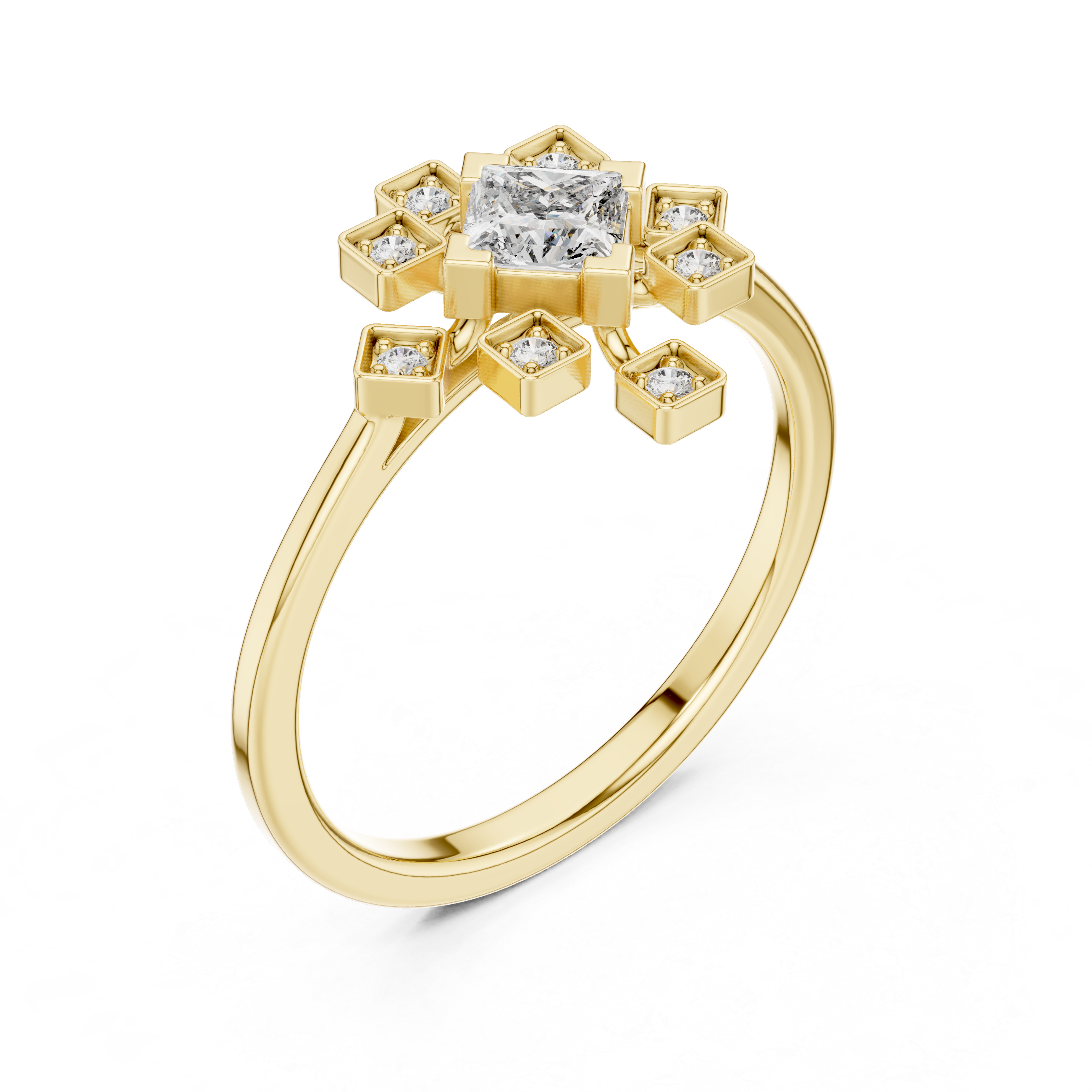 Princess And Round Diamond Lab Grown Diamond Ring