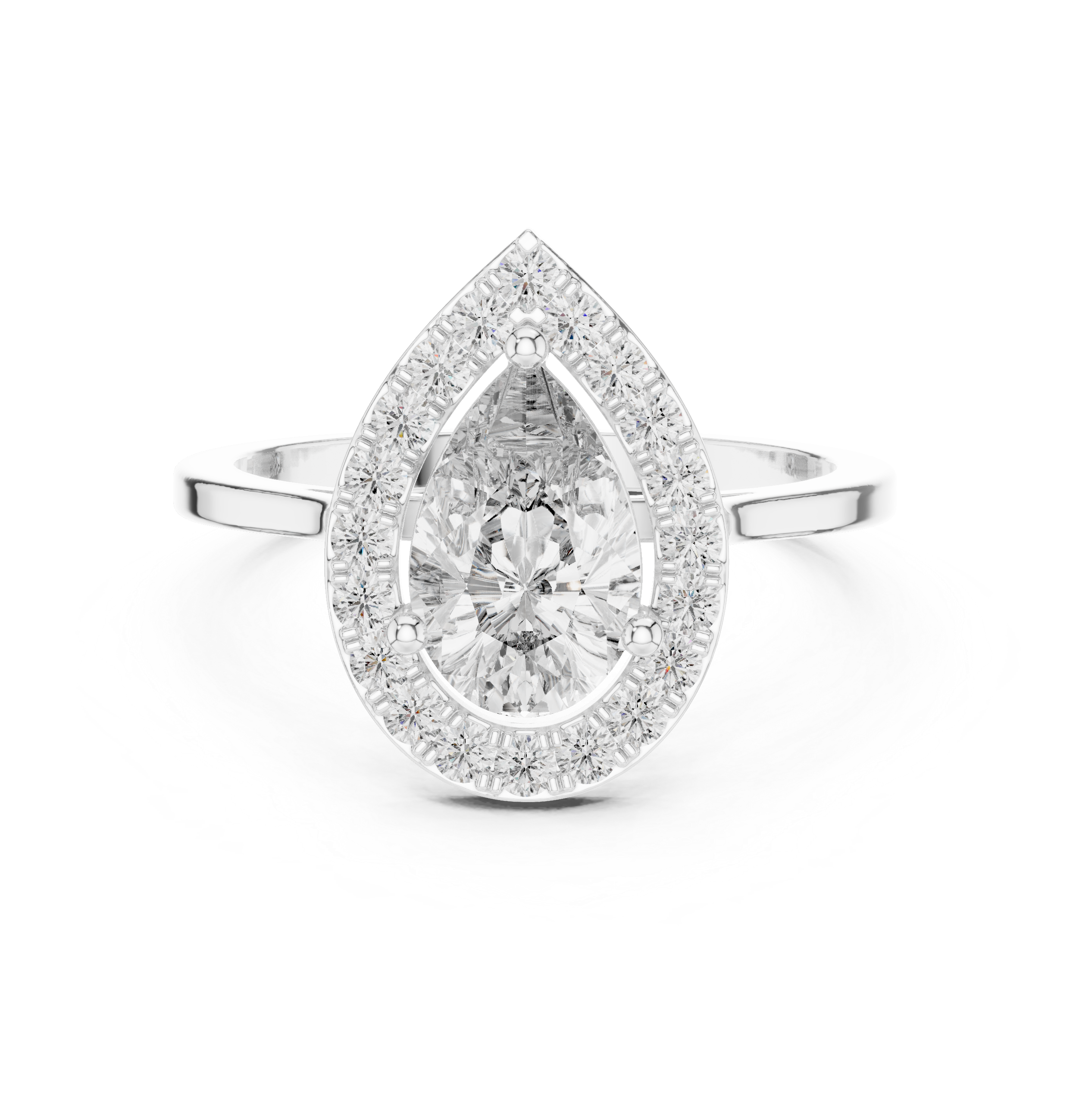 Graceful 0.9ct Pear Diamond Solitaire Lab Grown Diamond Ring