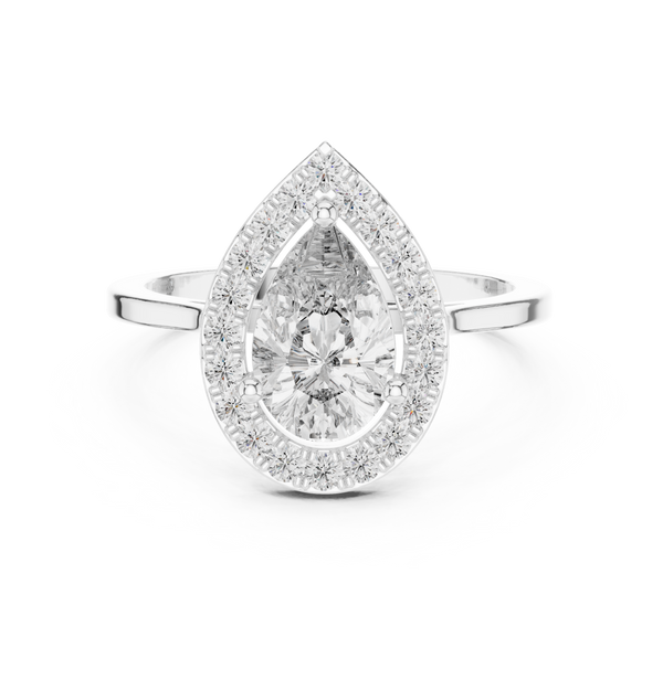 Graceful 0.9ct Pear Diamond Solitaire Lab Grown Diamond Ring