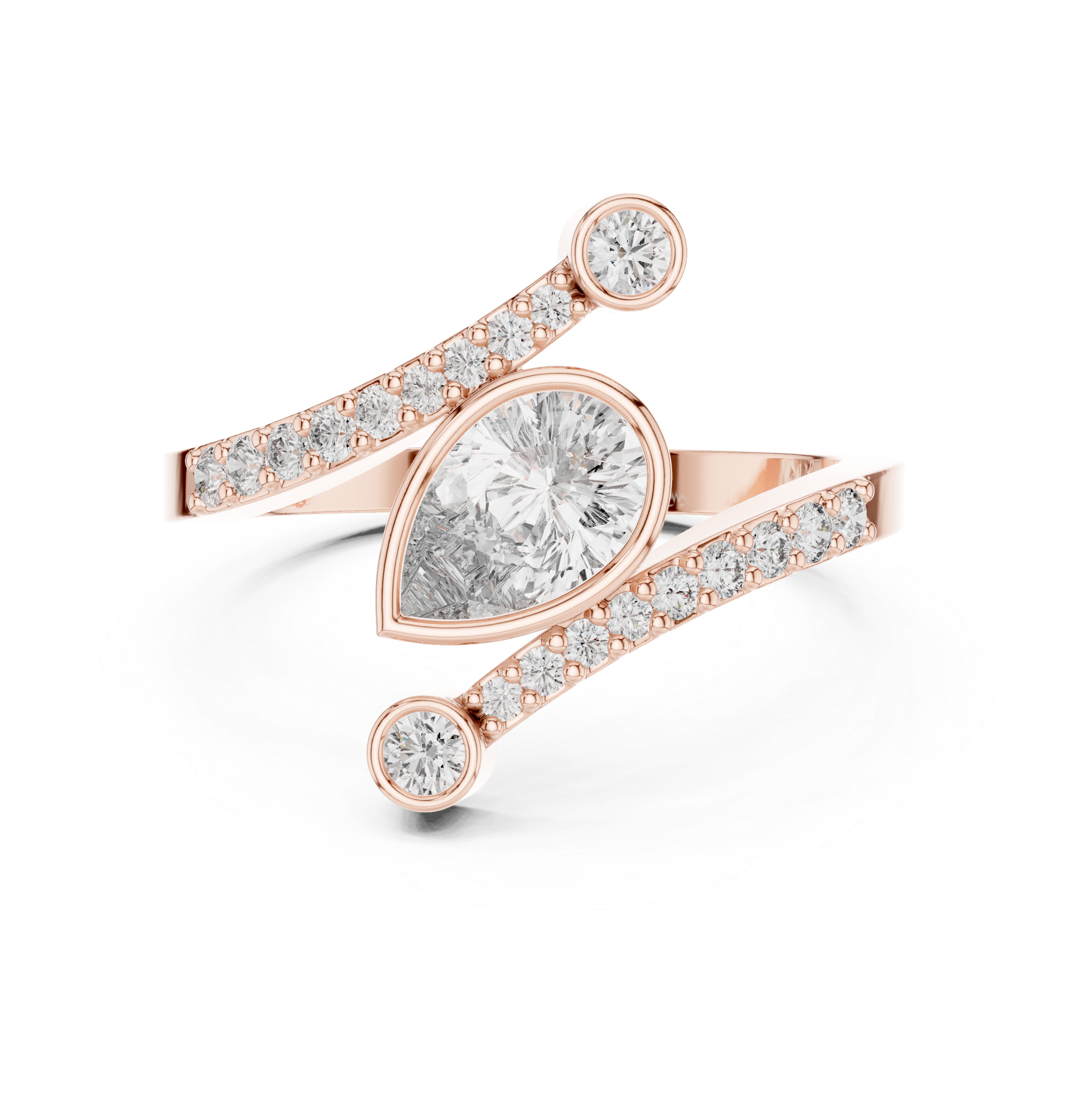 Pear Diamond Solitaire Lab Grown Diamond Ring with Round Accents