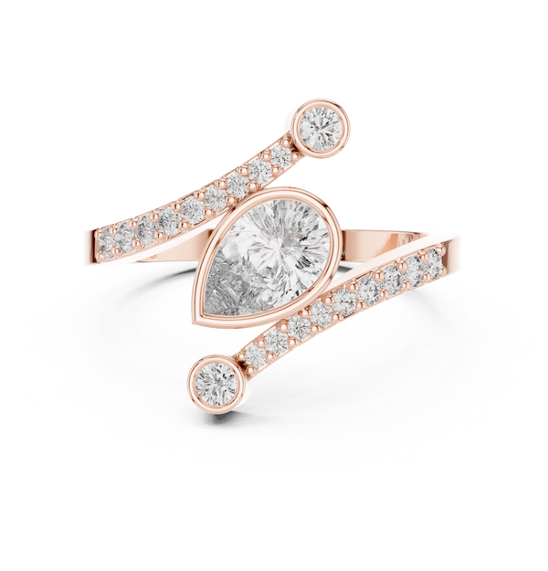 Pear Diamond Solitaire Lab Grown Diamond Ring with Round Accents