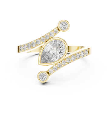 Pear Diamond Solitaire Lab Grown Diamond Ring with Round Accents