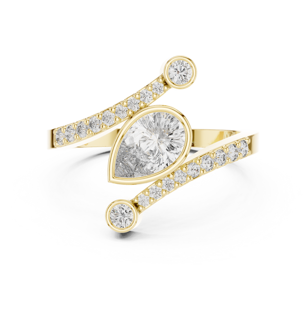 Pear Diamond Solitaire Lab Grown Diamond Ring with Round Accents