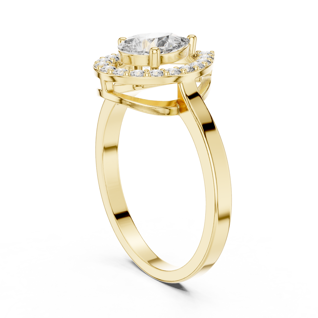 Pear Cut Floating Halo Lab Diamond Ring