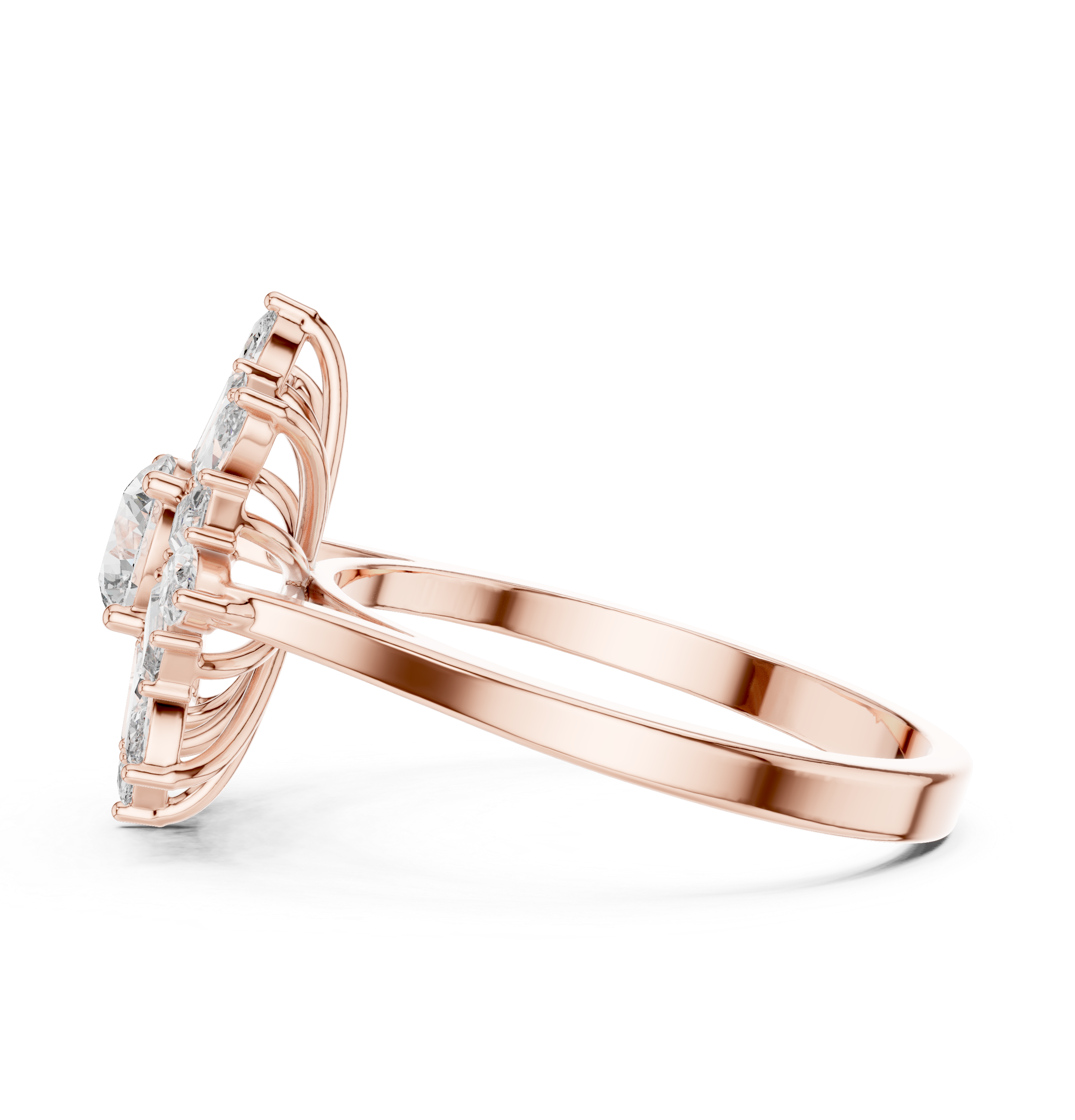 0.5 ct Round Marquise Baguette Diamond Lab Grown Diamond Ring