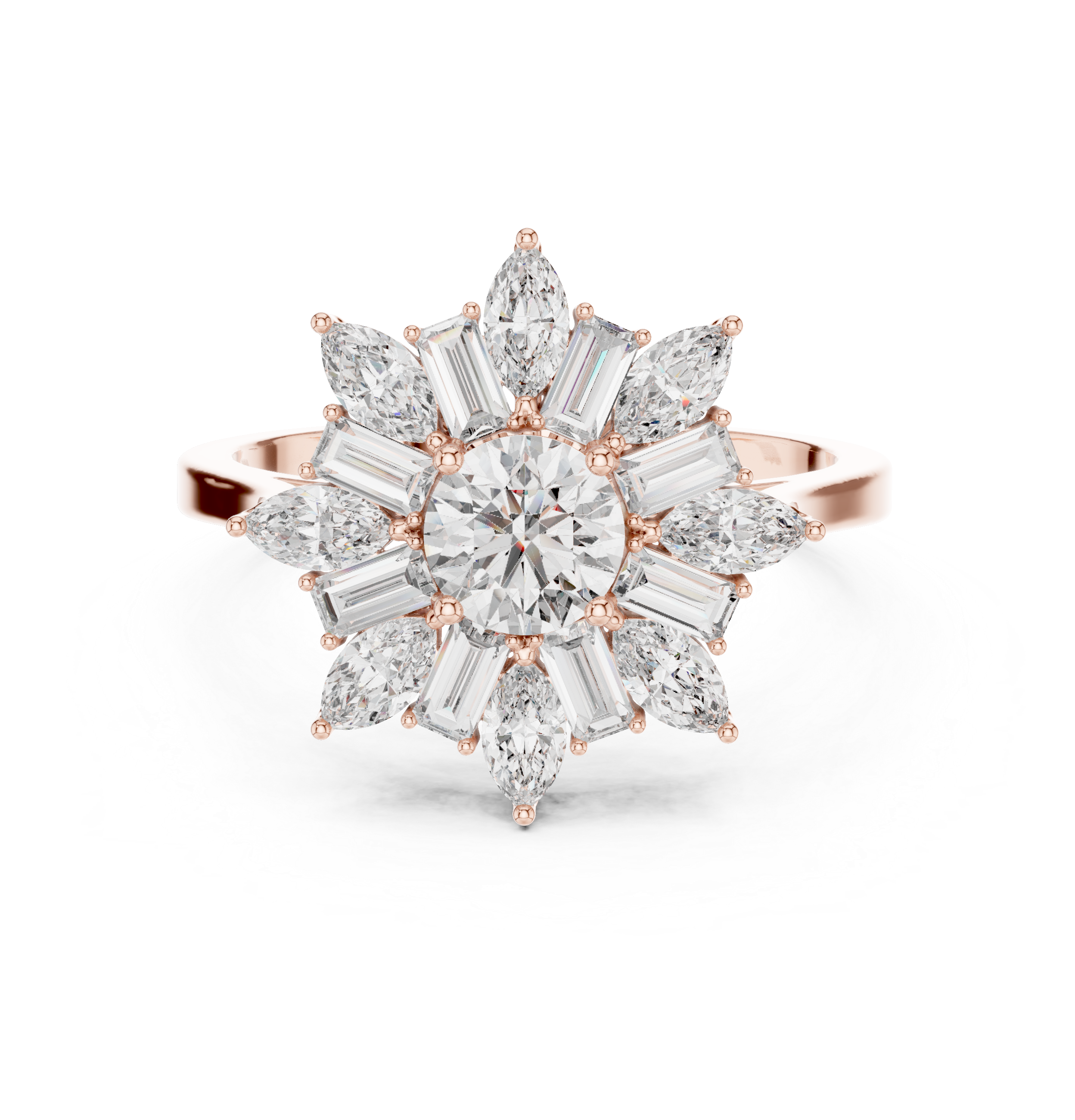 0.5 ct Round Marquise Baguette Diamond Lab Grown Diamond Ring