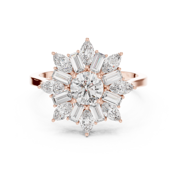 0.5 ct Round Marquise Baguette Diamond Lab Grown Diamond Ring