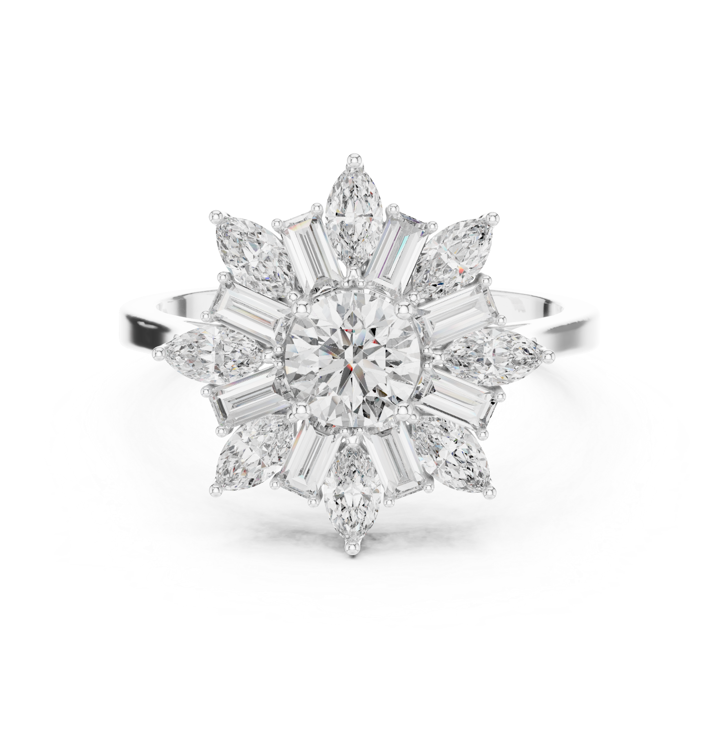 0.5 ct Round Marquise Baguette Diamond Lab Grown Diamond Ring