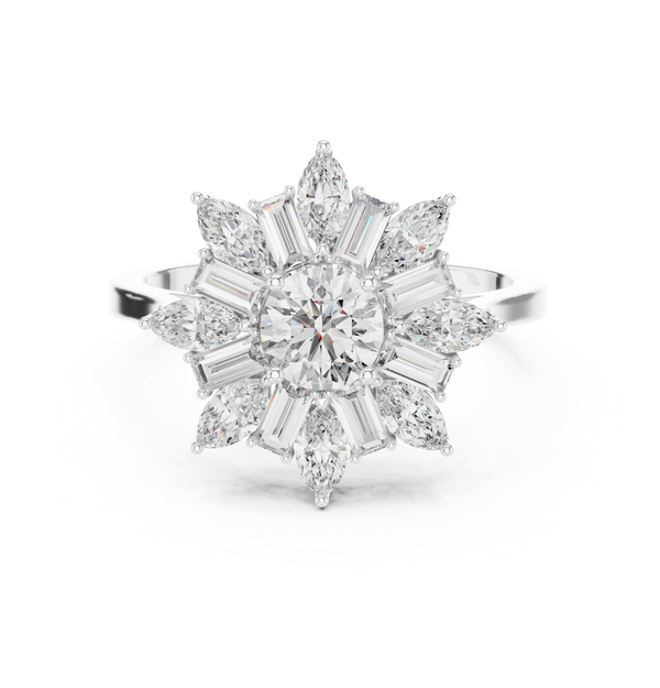 0.5 ct Round Marquise Baguette Diamond Lab Grown Diamond Ring