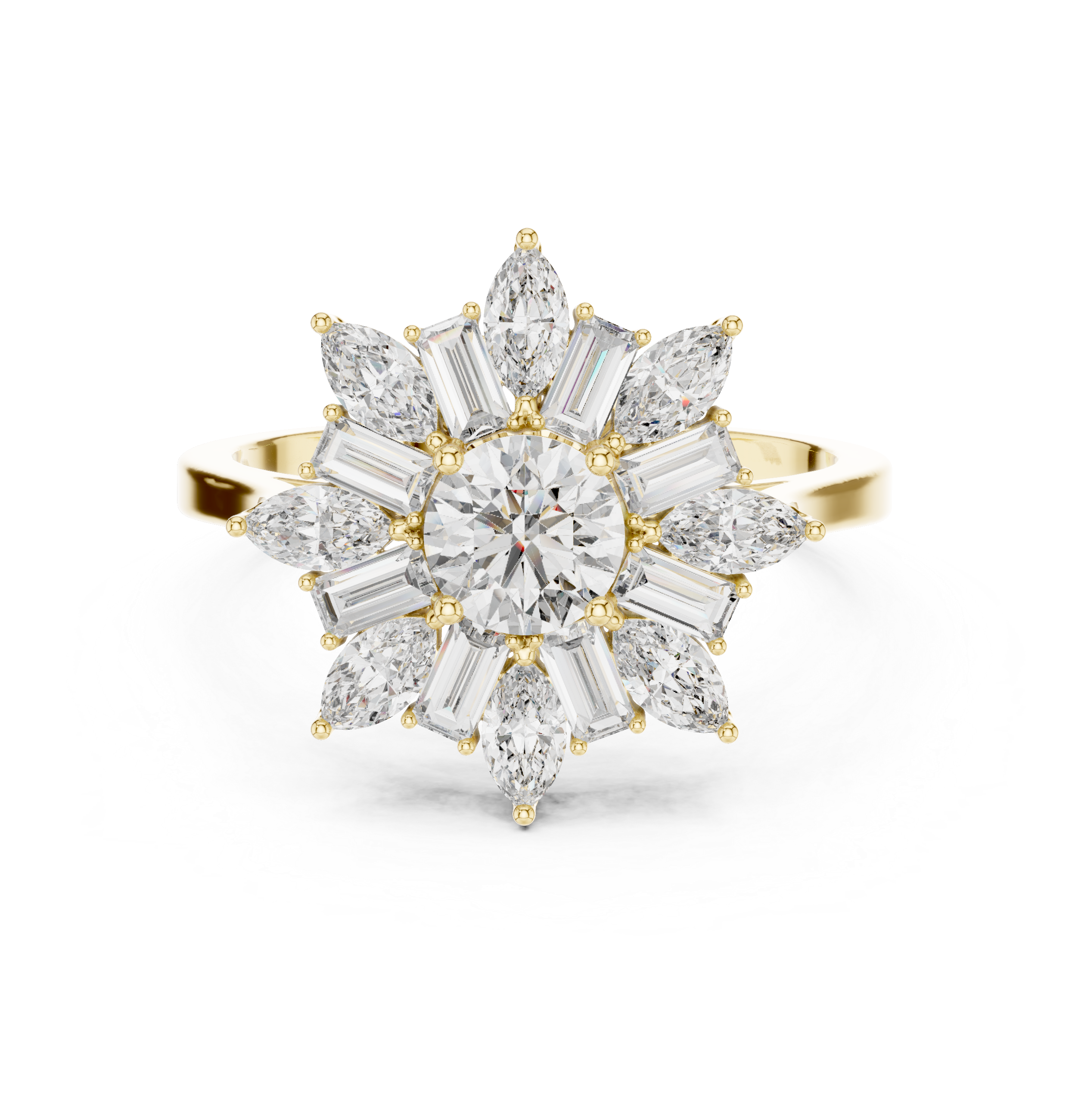 0.5 ct Round Marquise Baguette Diamond Lab Grown Diamond Ring