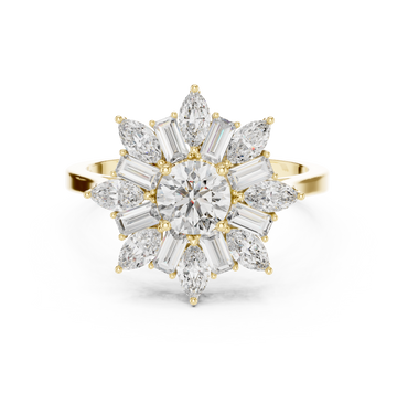 0.5 ct Round Marquise Baguette Diamond Lab Grown Diamond Ring