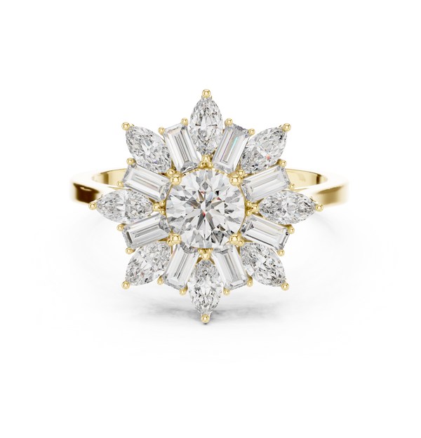 0.5 ct Round Marquise Baguette Diamond Lab Grown Diamond Ring